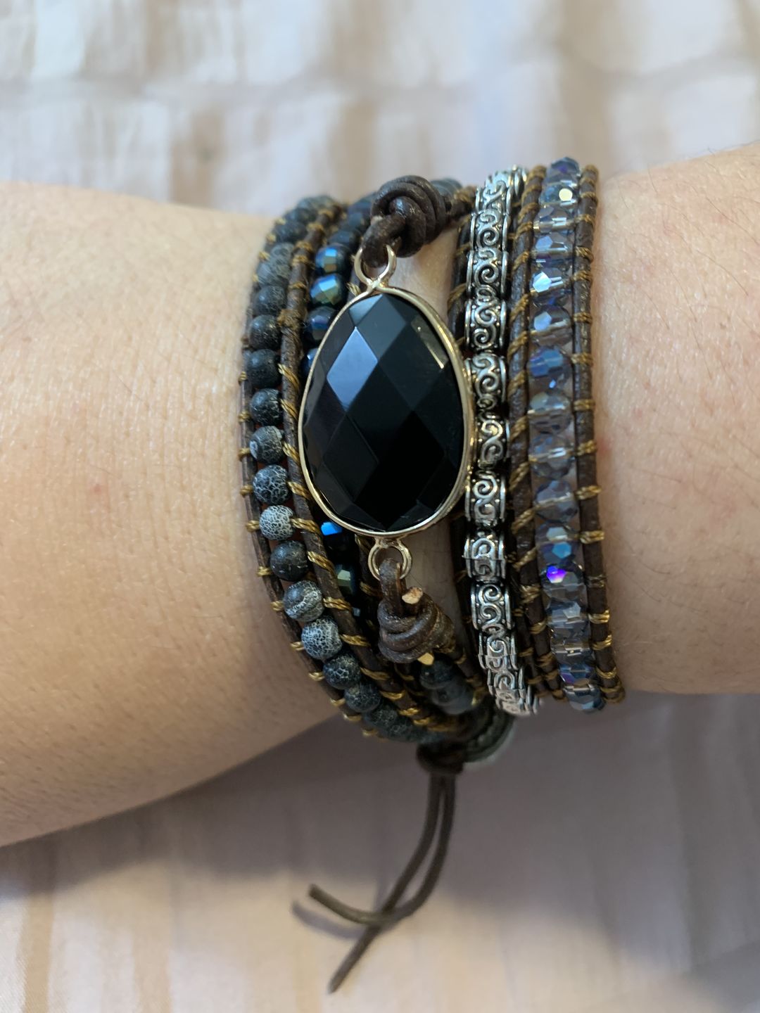 Customer photo review of Onyx Moonlight Protection Wrap Bracelet
