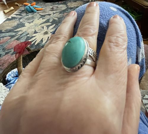 Customer photo review of Nature Ring with Authentic Green Turquoise Sterling Silver