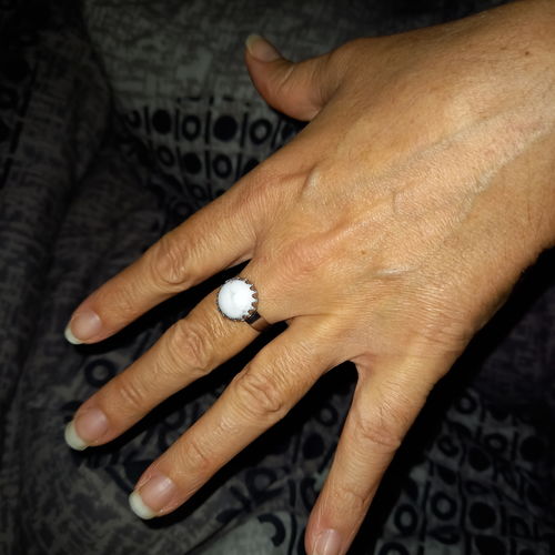 Customer photo review of BAGUE REGLABLE ACIER PIERRES NATURELLES