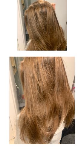 Customer photo review of Notre soin éclaircissant pour des cheveux rayonnants en moins de 5 minutes