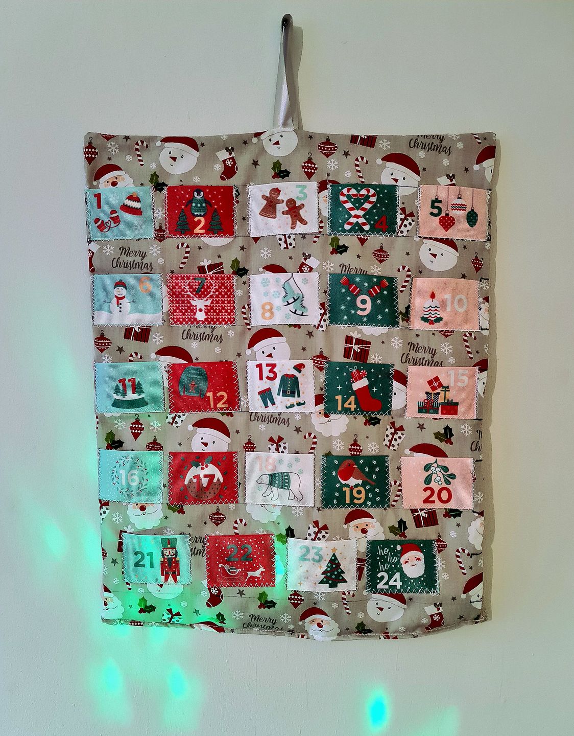 Customer photo review of Christmas Ornaments on Silver Polycotton Fabric