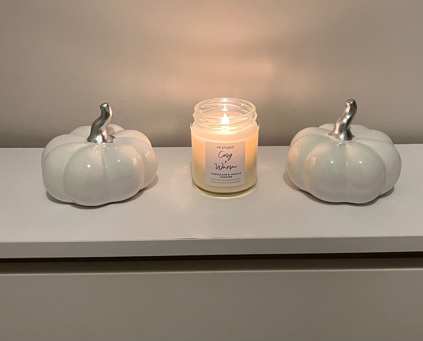 Customer photo review of "Cosy & Warm" Chocolate Soy Candle in Glass Jar