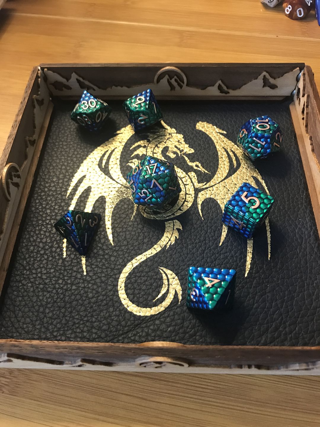 Customer photo review of DRAGON'S EGG SEA SERPENT METAL DICE SET