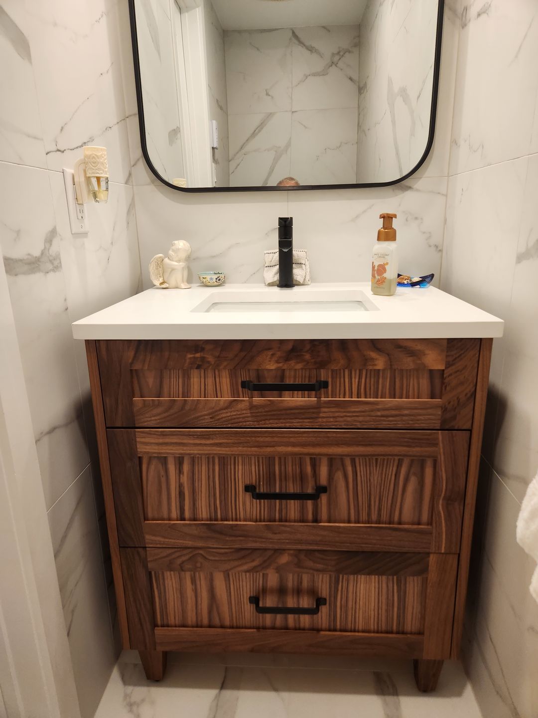 Customer photo review of Bridgeport 30" American Black Walnut Bathroom Vanity