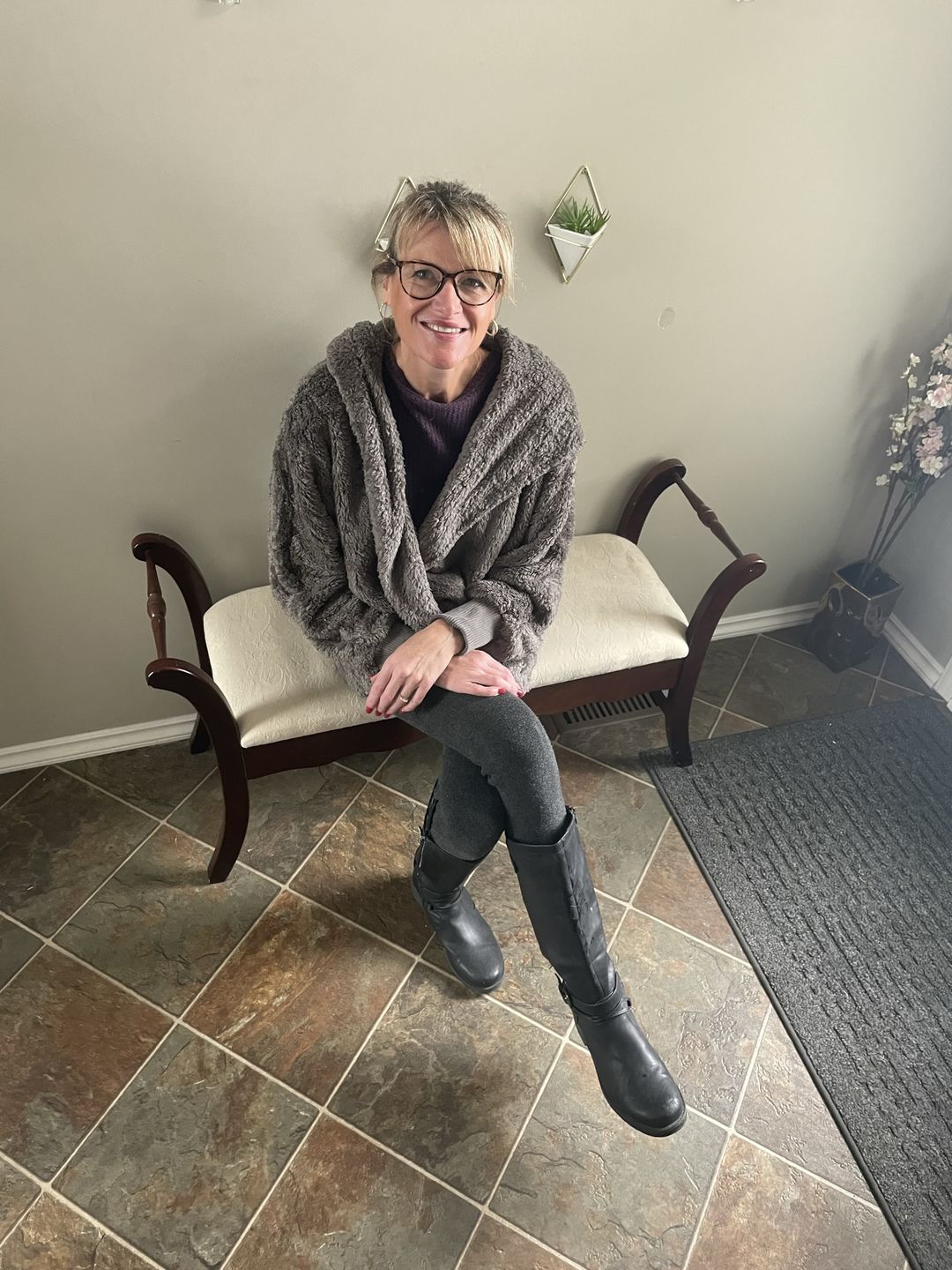 Customer photo review of Teddy Bear Plush Cardigan (Steel Grey)