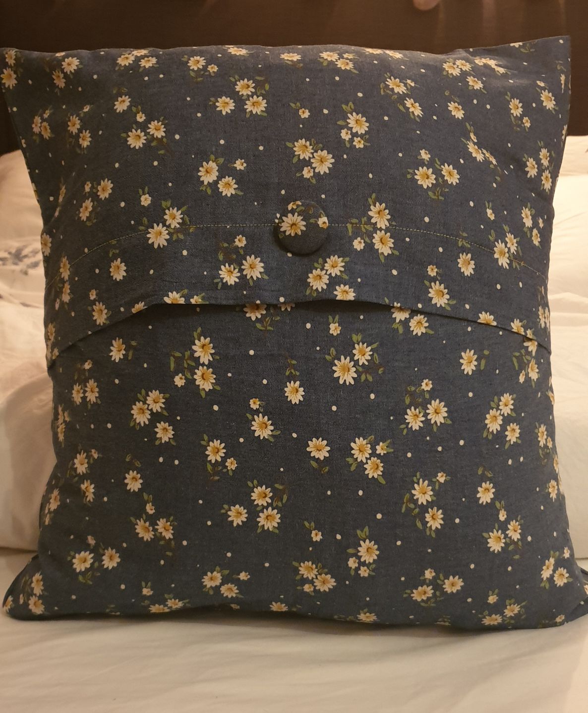Customer photo review of Daisies Chambray Denim Fabric