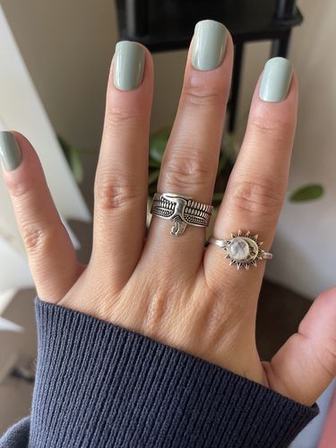 Customer photo review of Egyptian Ring - Isis Goddess with Spread Wings Sterling Silver