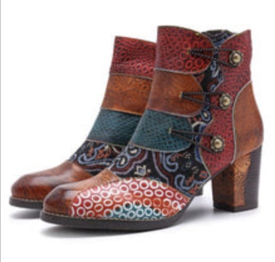 Customer photo review of Handmade Leather Stitching Jacquard Craft Boots