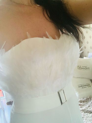 Customer photo review of Women's Jumpsuits Feather Bandeau Belt Jumpsuit