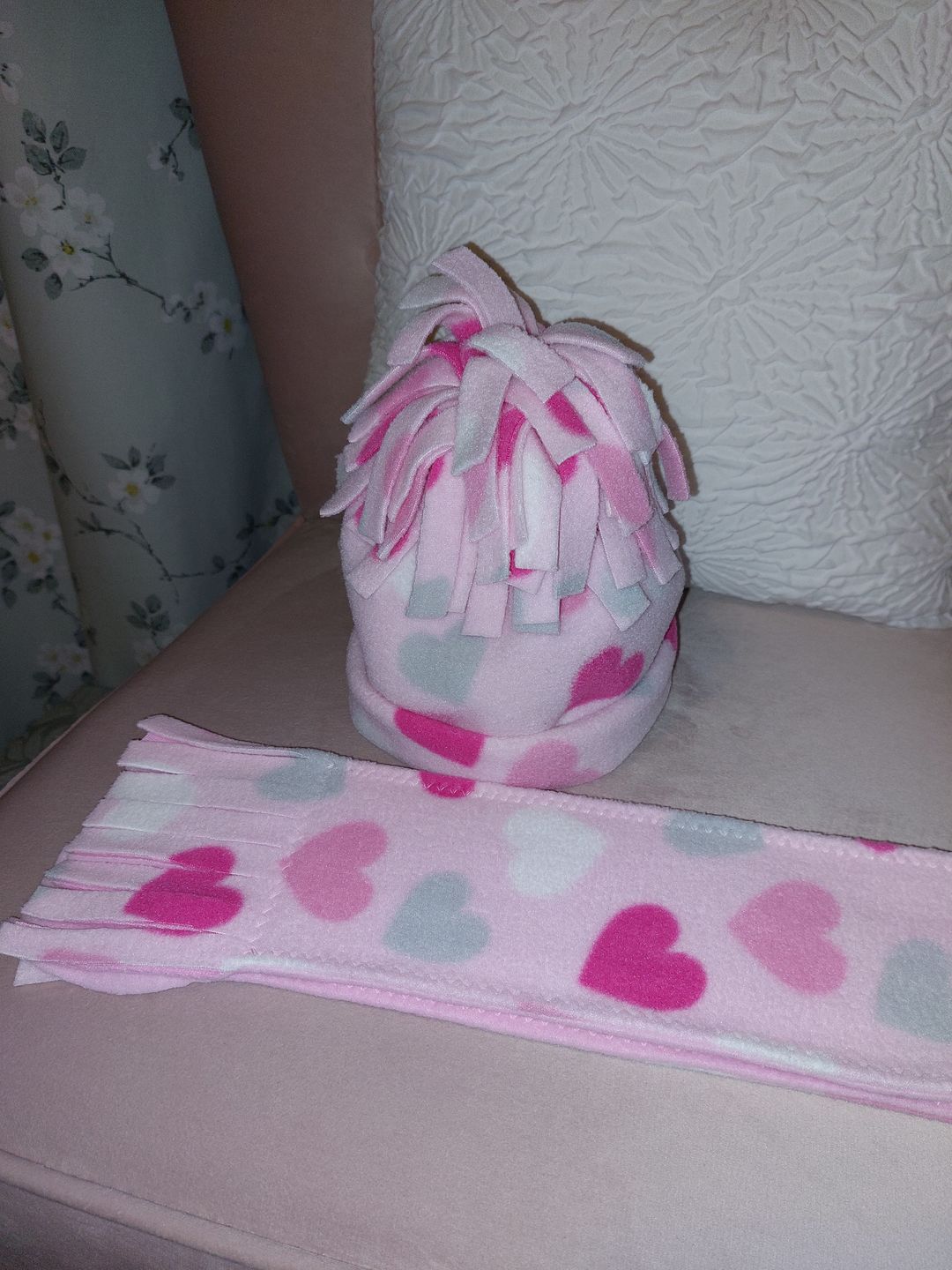 Customer photo review of Hearts on Baby Pink Anti Pill Polar Fleece Fabric