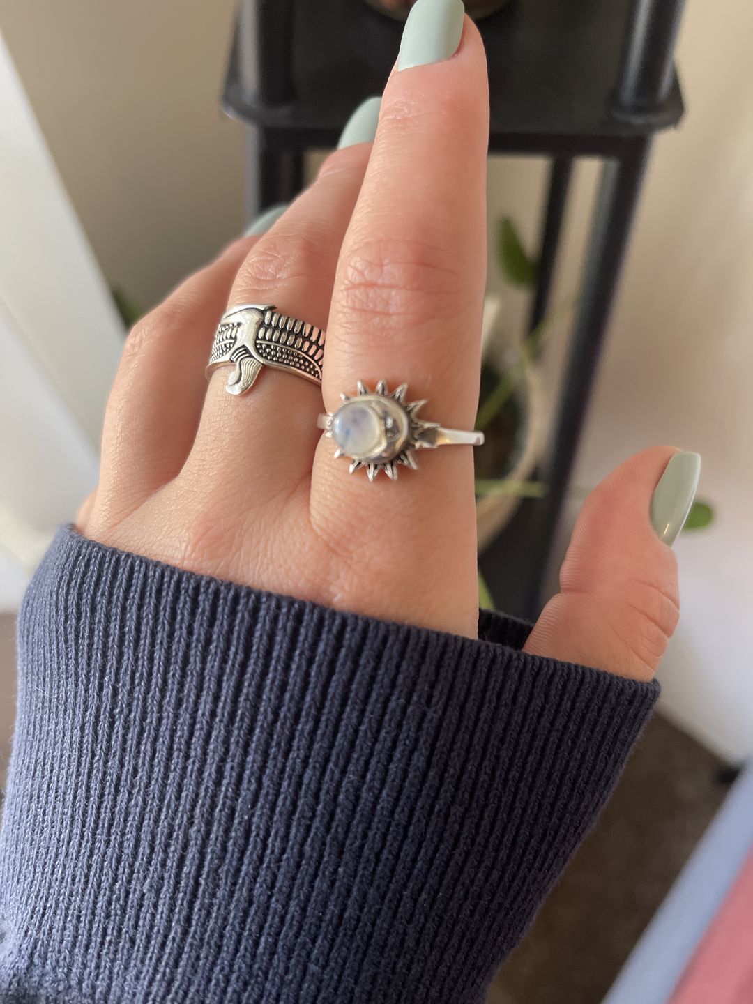 Customer photo review of Sun and Moon Moonstone Ring Sterling Silver