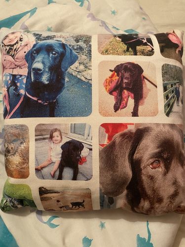 Customer photo review of Tiled Photo Montage Upload Cushion