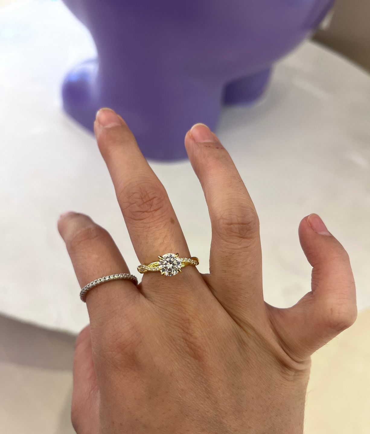 Customer photo review of S925 1.25 Carat Twist Round Cut Engagement Ring In Sterling Silver For Bridal & Daily Wear