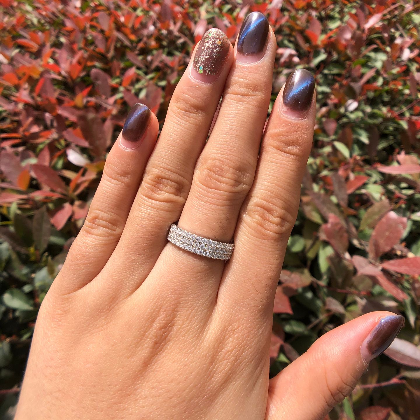 Customer photo review of Louily Luxury Pave Women's Wedding Band In Sterling Silver