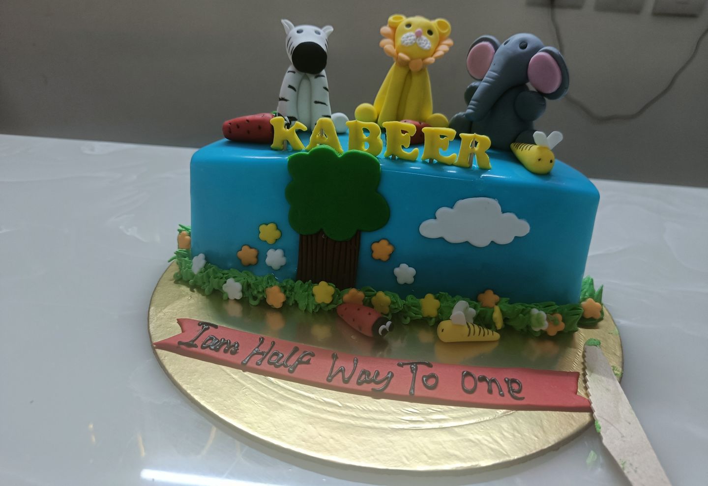Customer photo review of Half Jungle Design Cake