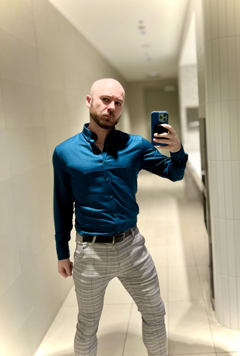 Customer photo review of Bamboo Satin Stretch Shirt - Deep Teal