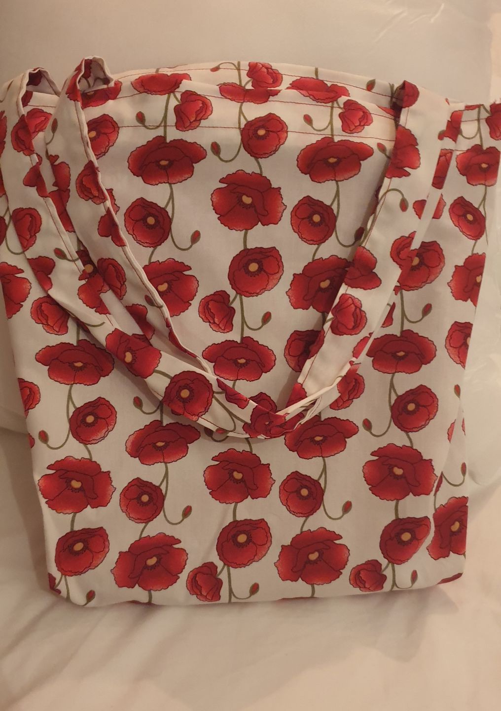 Customer photo review of Poppies Rose & Hubble Cotton Poplin Fabric
