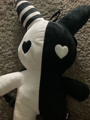 Customer photo review of Plush Bunny Backpack (20" BLACK/WHITE)