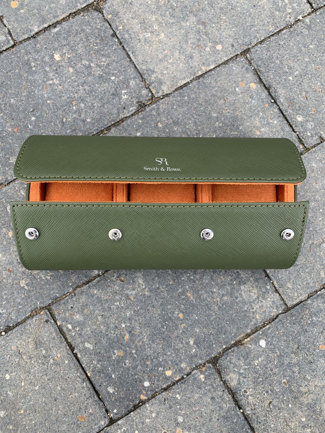 Customer photo review of Luxury leather handmade watch roll for 3 watches