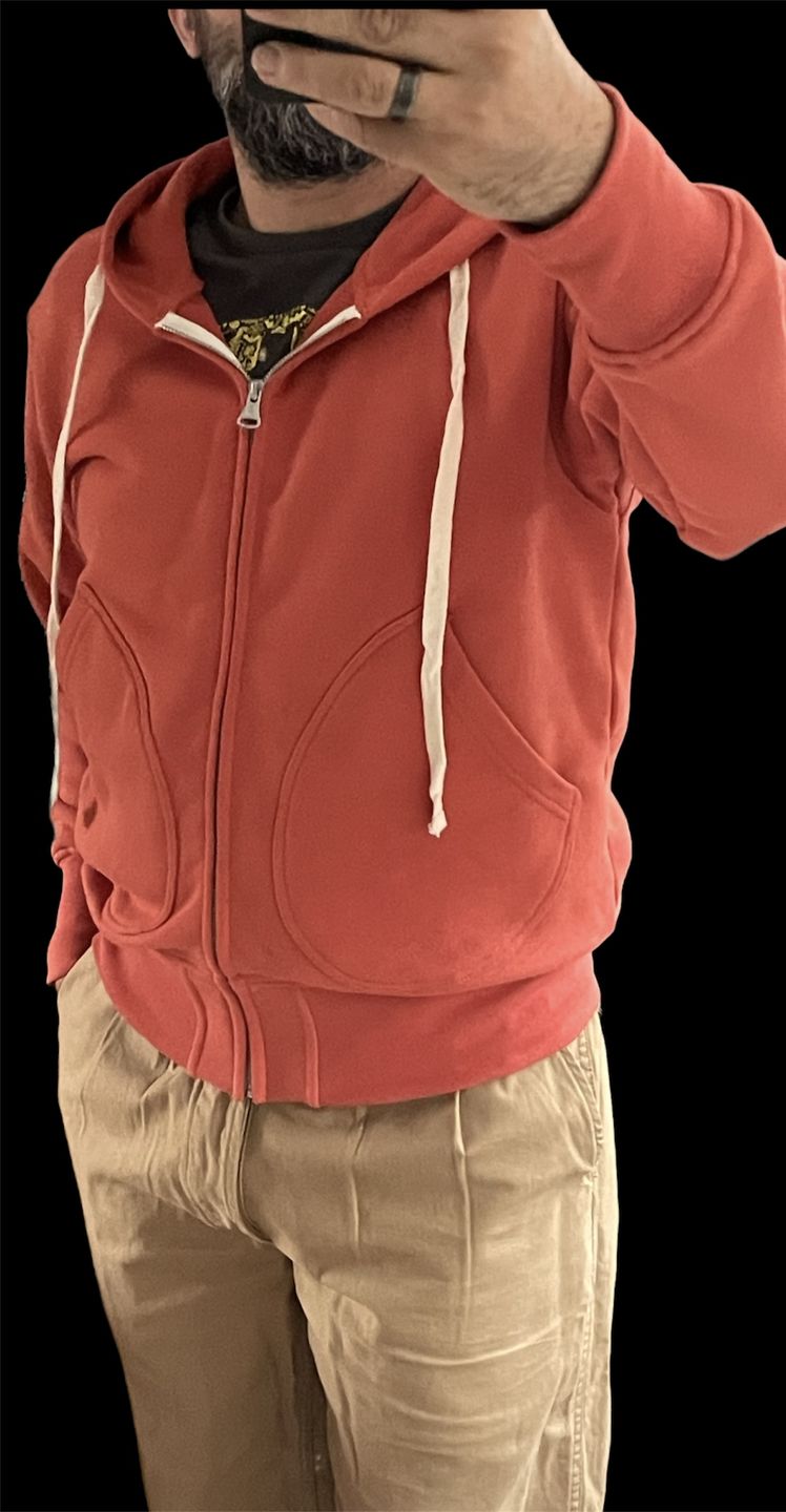 Customer photo review of 17.5 oz Terry Cloth Full-Zip Hoodie - Brick Red