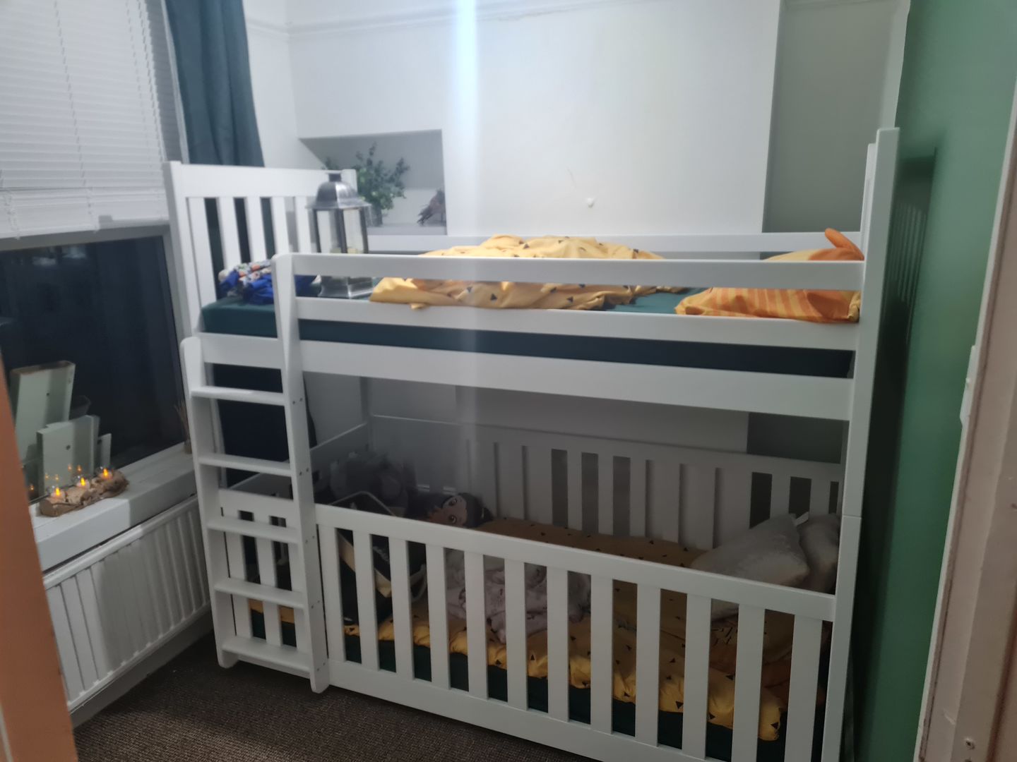 Customer photo review of Wooden Bunk Bed Cris with Cot Bed