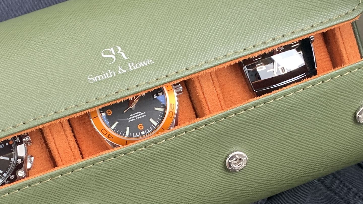 Customer photo review of Luxury leather handmade watch roll for 3 watches