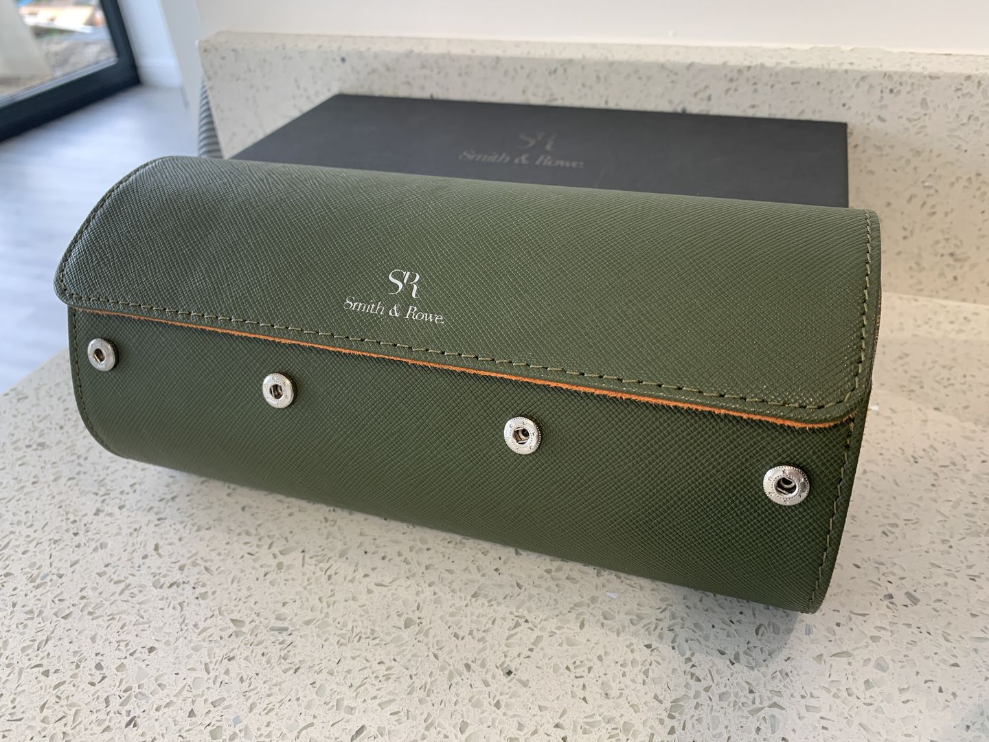Customer photo review of Luxury leather handmade watch roll for 3 watches