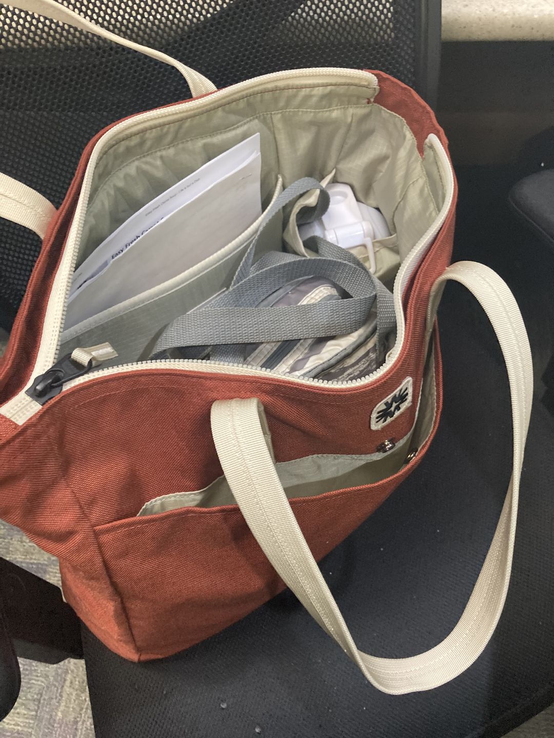 Customer photo review of Valley Tote Cinnamon w/ Bone Straps