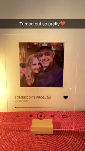 Customer photo review of Custom Song Plaque - The Best Anniversary Gift for Couples