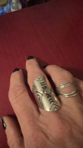 Customer photo review of Full Finger Moon Phase Ring with Moonstone Sterling Silver