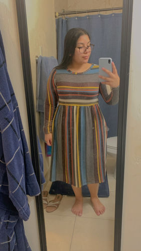 Customer photo review of Fall Striped Dress