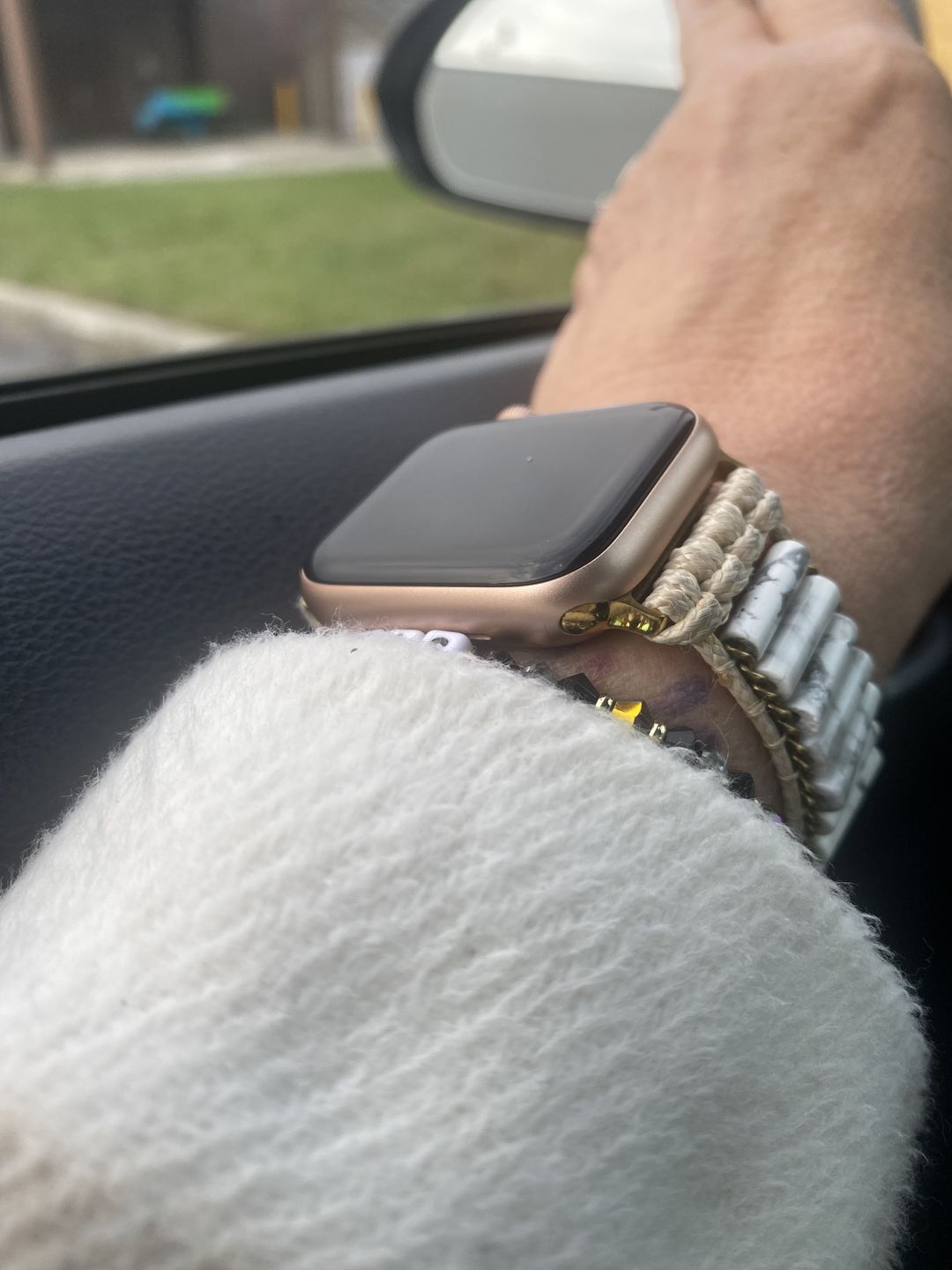 Customer photo review of Heavenly Howlite Apple Watch Strap