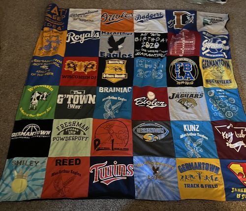 T-shirt quilt featuring germantown eagles, macarthur royals by Brenda from WI