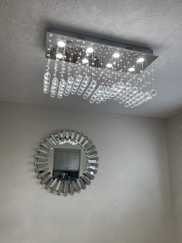 Customer photo review of Sunburst Beveled Round Mirror 35"