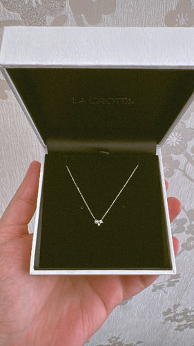 Customer photo review of Yuna Pearl and Diamond Necklace