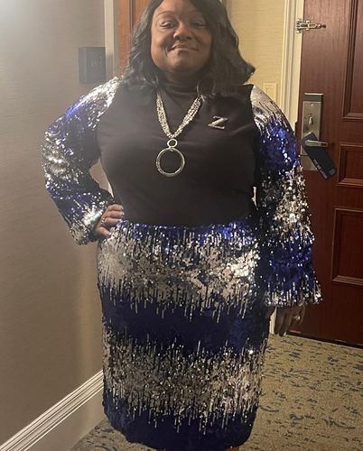 Customer photo review of Sequins Skirt- FINAL SALE
