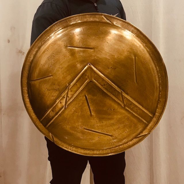 Customer photo review of Spartan Shield 24" ~ King Leonidas 18 Gauge Steel, Antique Finish Shield