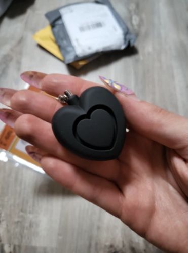 Customer photo review of Self Defense 130-dB Heart Keychain Alarm
