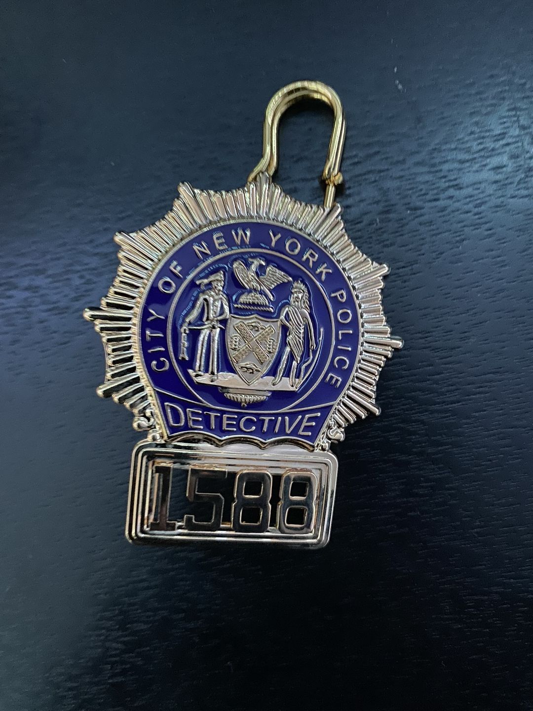 Customer photo review of NY New York Detective Police Badge Replica Movie Props *Customizable Badge Number*