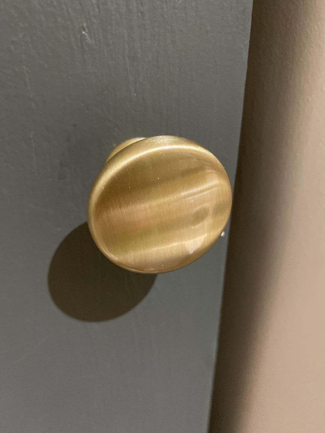 Customer photo review of Monmouth Brushed Satin Brass Cupboard Handles