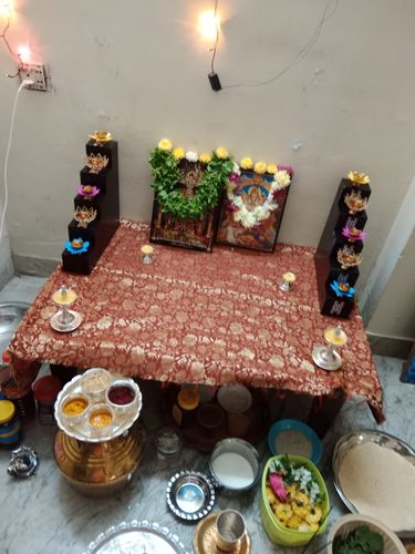 Customer photo review of 5 Step Wooden Lamp  Stand (Pair) / Pooja Stand