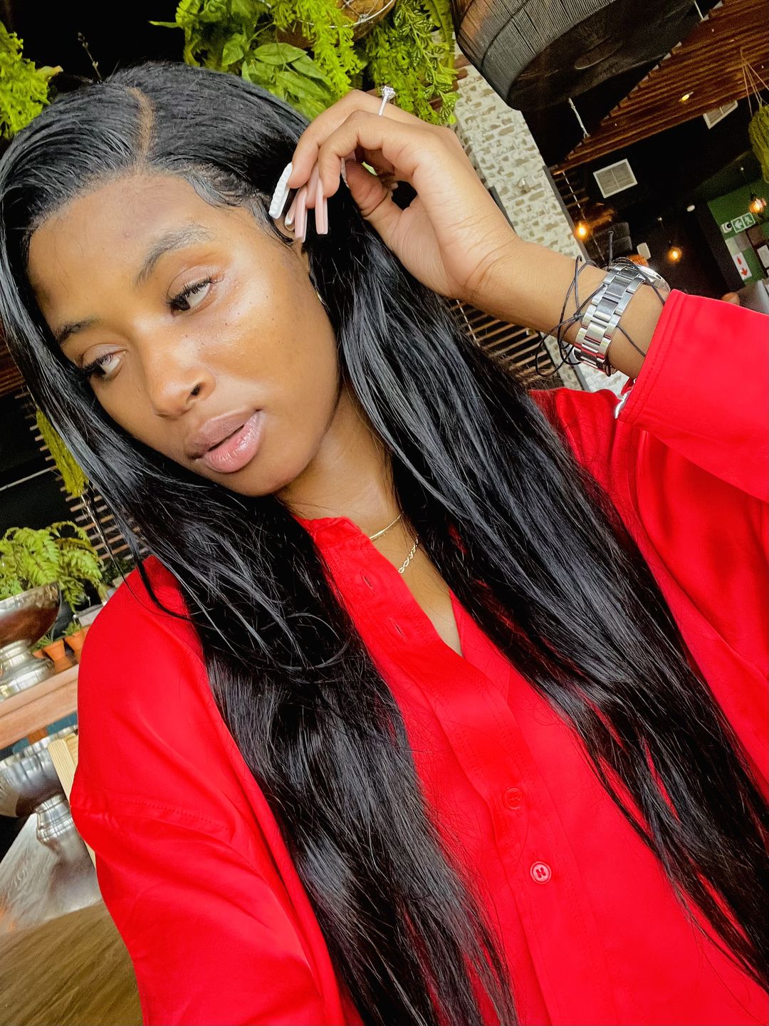 Customer photo review of Brazilian 13x4 Lace Frontal Wig Straight