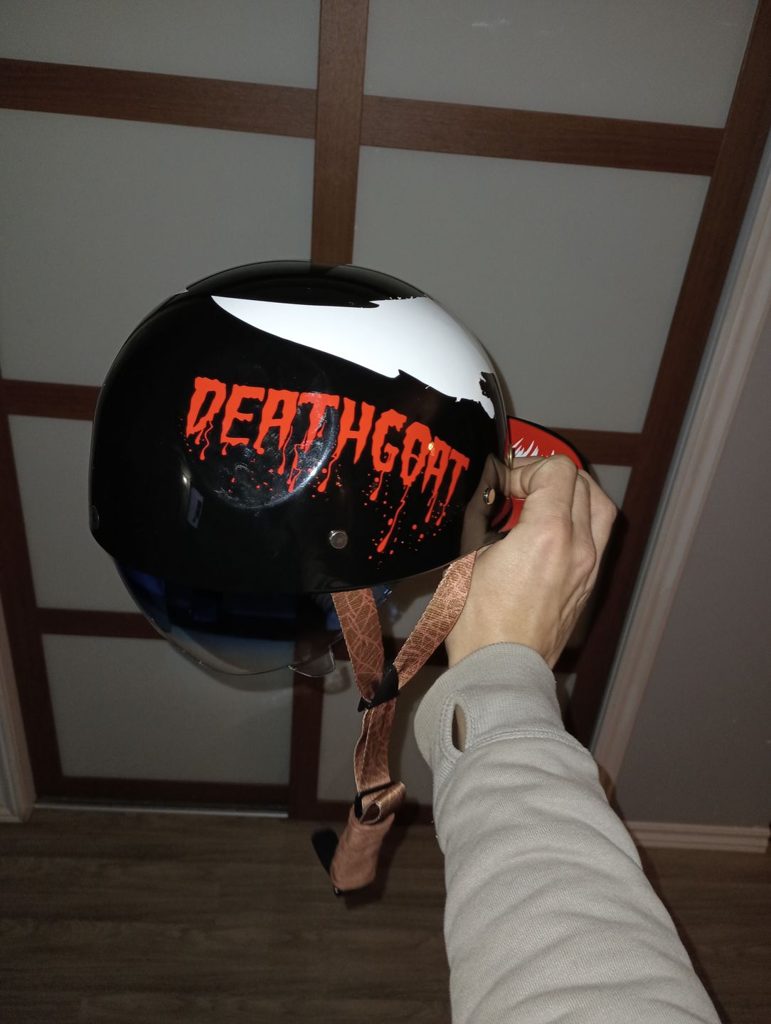 Customer photo review of Baseball Motorcycle Helmet Built-in Visor