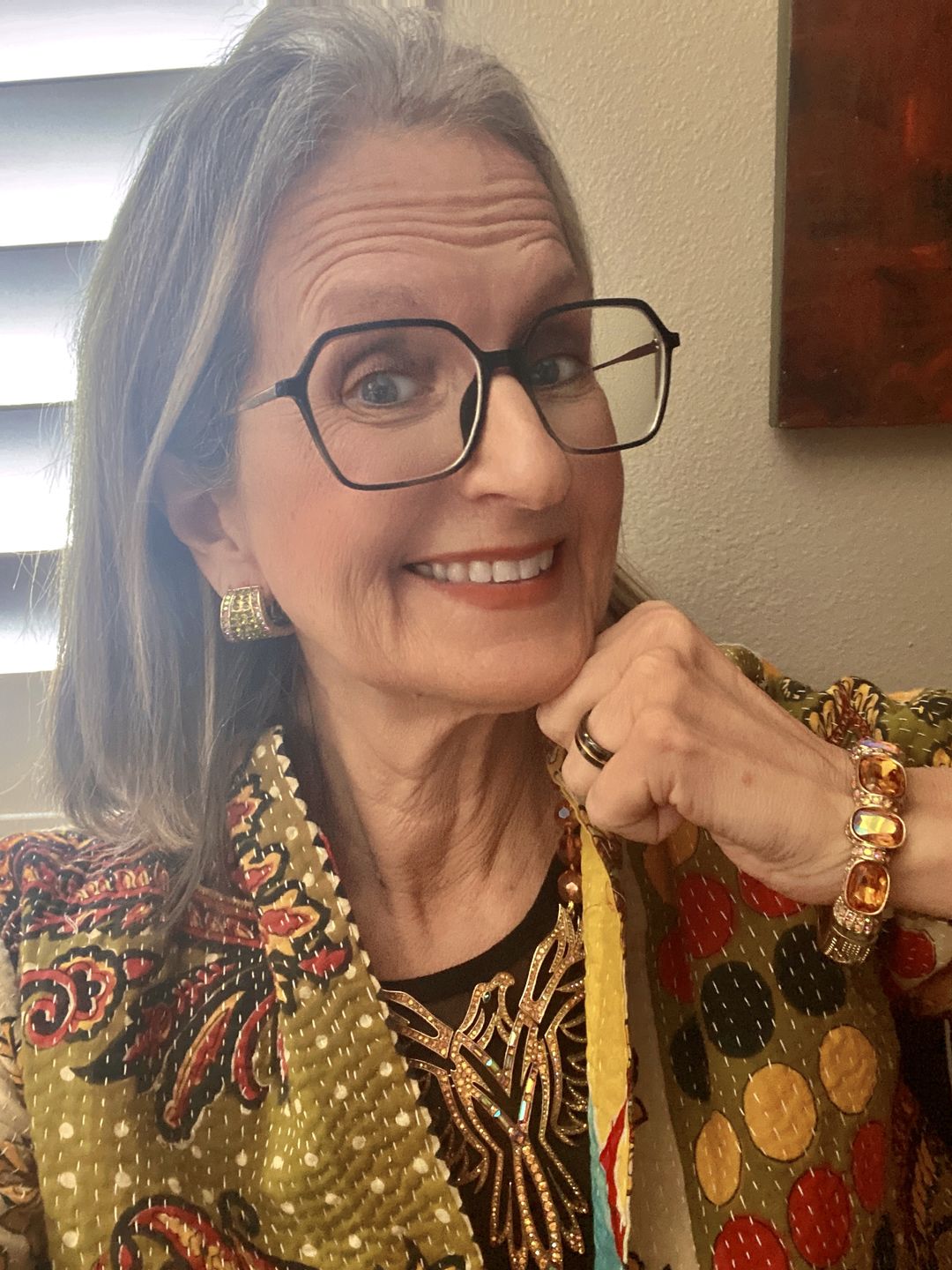 Customer photo review of Heidi Daus®"Say it with Style Hug" Crystal Button Earring