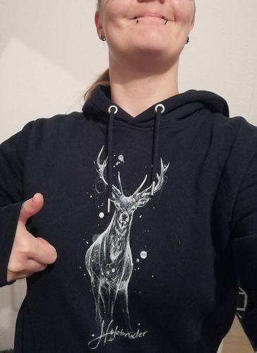 Customer photo review of Hirsch - Line Art  - Bio Unisex Hoodie (PREMIUM)