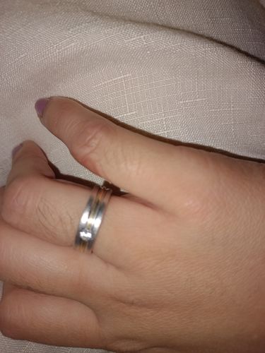 Customer photo review of Domenico Two Tone Wedding Rings