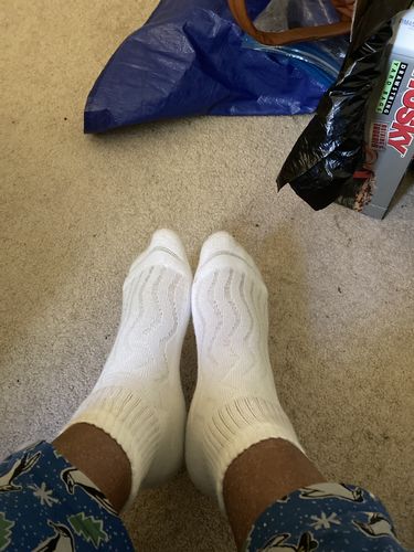 Customer photo review of Wide non-binding Bamboo diabetic socks, seamless toe, air vent with cushion sole, 6 pairs