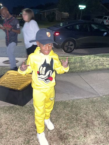 Customer photo review of Cash Chenille Hoodie and RAW Wing Yellow Chenille Jogger Set