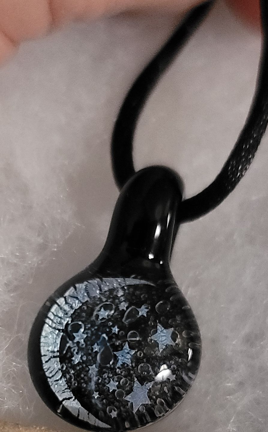 Customer photo review of Moon and Stars Hologram Pendant with Infused Cremation Ash