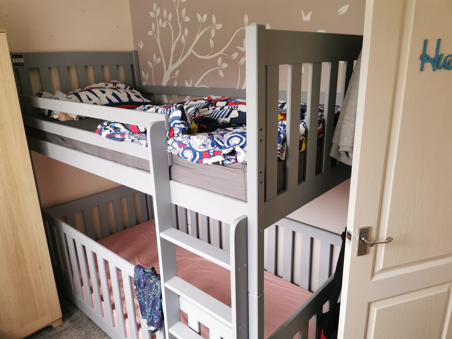 Customer photo review of Wooden Bunk Bed Cris with Cot Bed